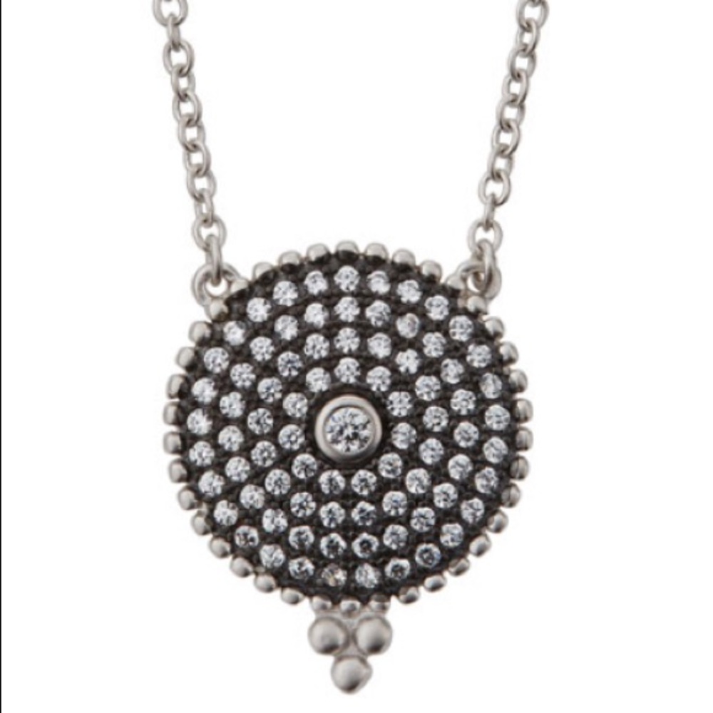 Freida Rothman Pave Disc Pendant Necklace